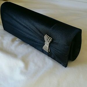 Black satin clutch