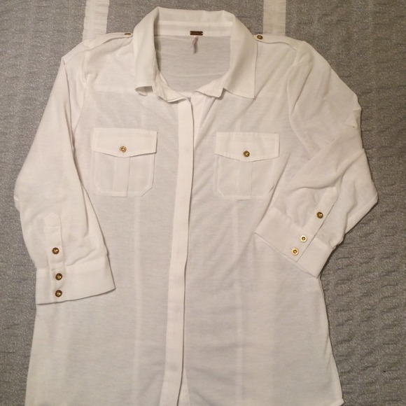 White gold button down top