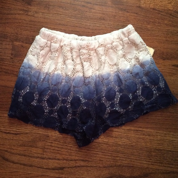 Blue and Cream Lace Shorts