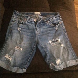 denim knee shorts