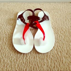 White, Red & Black Rubber Sandals