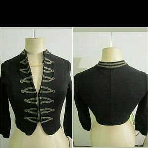 H&M Black Crop Military jacket/Bolero Size 2