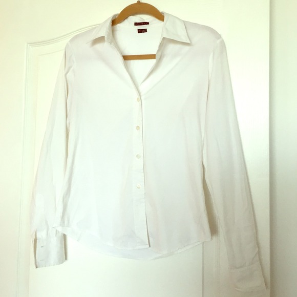 Crisp white theory blouse