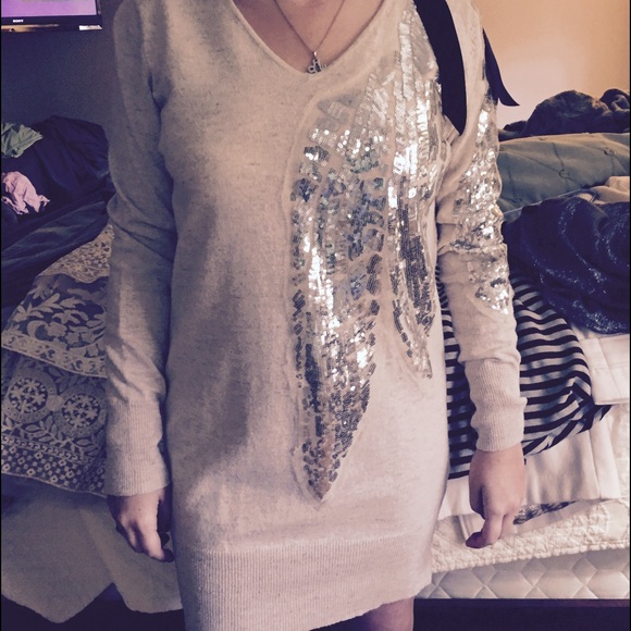Nordstrom  Sweater Dress w/ Sequins and Velvet Bow