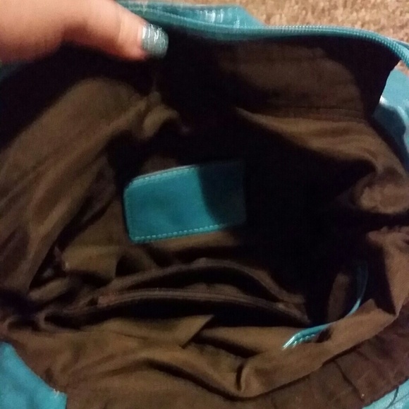 Turquoise large handbag like new - Picture 2 of 4