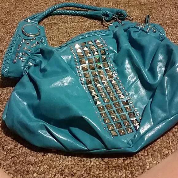 Turquoise large handbag like new - Picture 4 of 4
