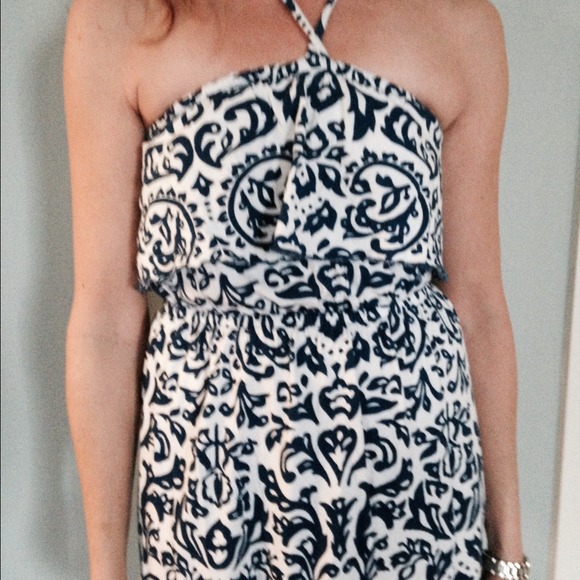 Old Navy batik dress small navy white