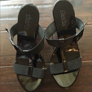 Charles by Charles David Black Wedge Sandal