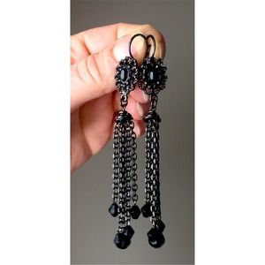 Black Stone Chandelier Earrings - Like New!