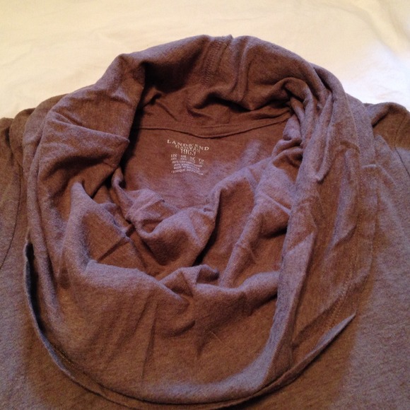Lands End Canvas Brown Cowl Neck Tee XXS - Picture 2 of 3