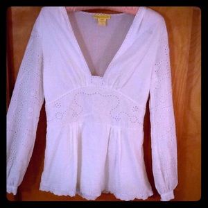Catherine Malandrino white eyelet top blouse