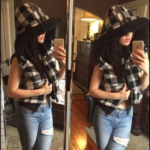 Vest with Hoodie, Black and White