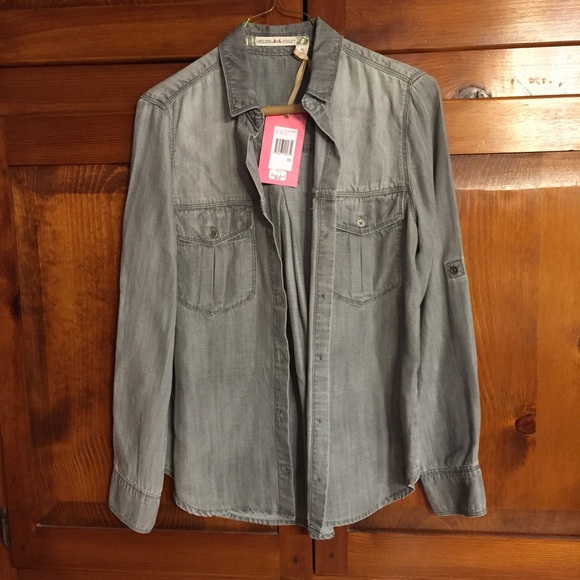 grey denim button up