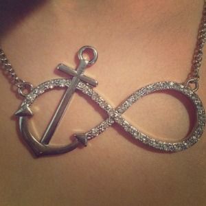 Infinity and anchor silver necklace