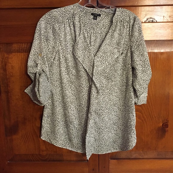 Black and white speckled blouse