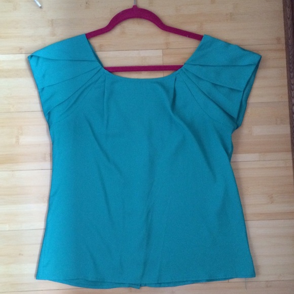Teal, low button back blouse
