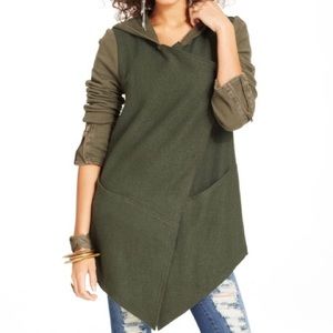 Free People Green Olive Hooded Cardigan. Size S.