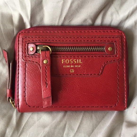 Fossil Wallet Red Leather