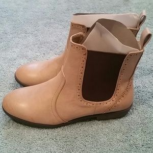 Tan leather ankle booties