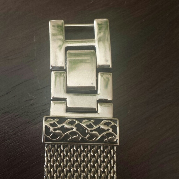 Montre Femme Chico's Vintage - Cadre 34mm Argent, Cadran Blanc, Bracelet Noir/argent, Pile Neuve