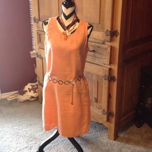 Peach linen shift dress