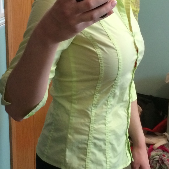 Lime green button up shirt - Picture 2 of 3