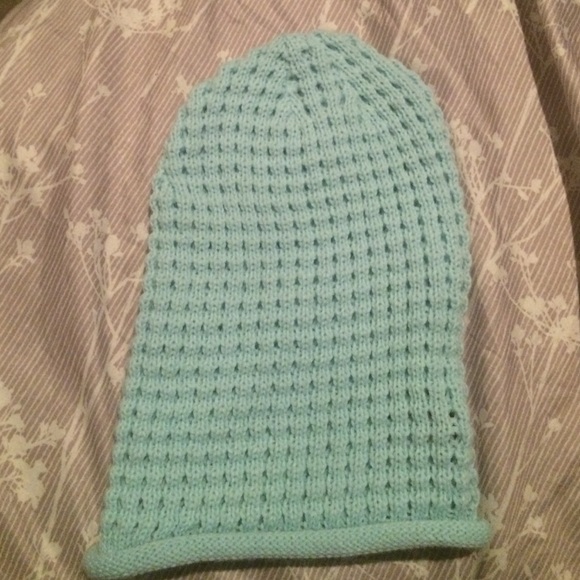 Light blue knitted beanie