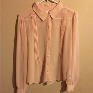 Pastel pink chiffon blouse