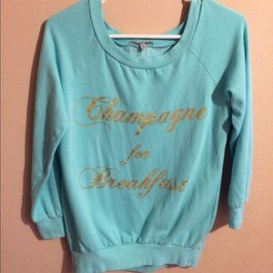 Mint sweater "Champaigne for Breakfast"