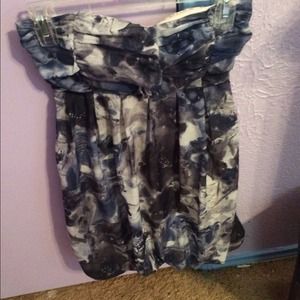 Strapless grey/black floral dress!