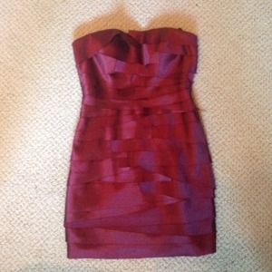 Red cocktail strapless dress