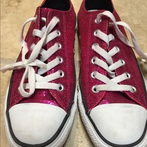 Hot pink glittered converse