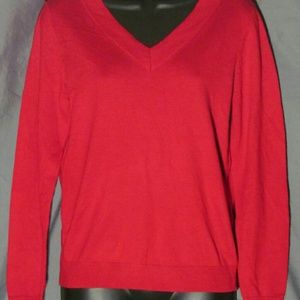 Red Long Sleeve V-neck Sweater