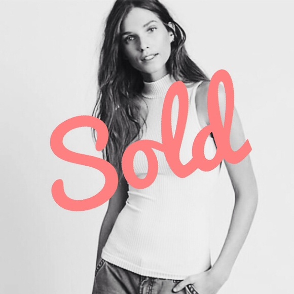 ❌SOLD❌ FREE PEOPLE Ribbed White Mock Neck Tank Top