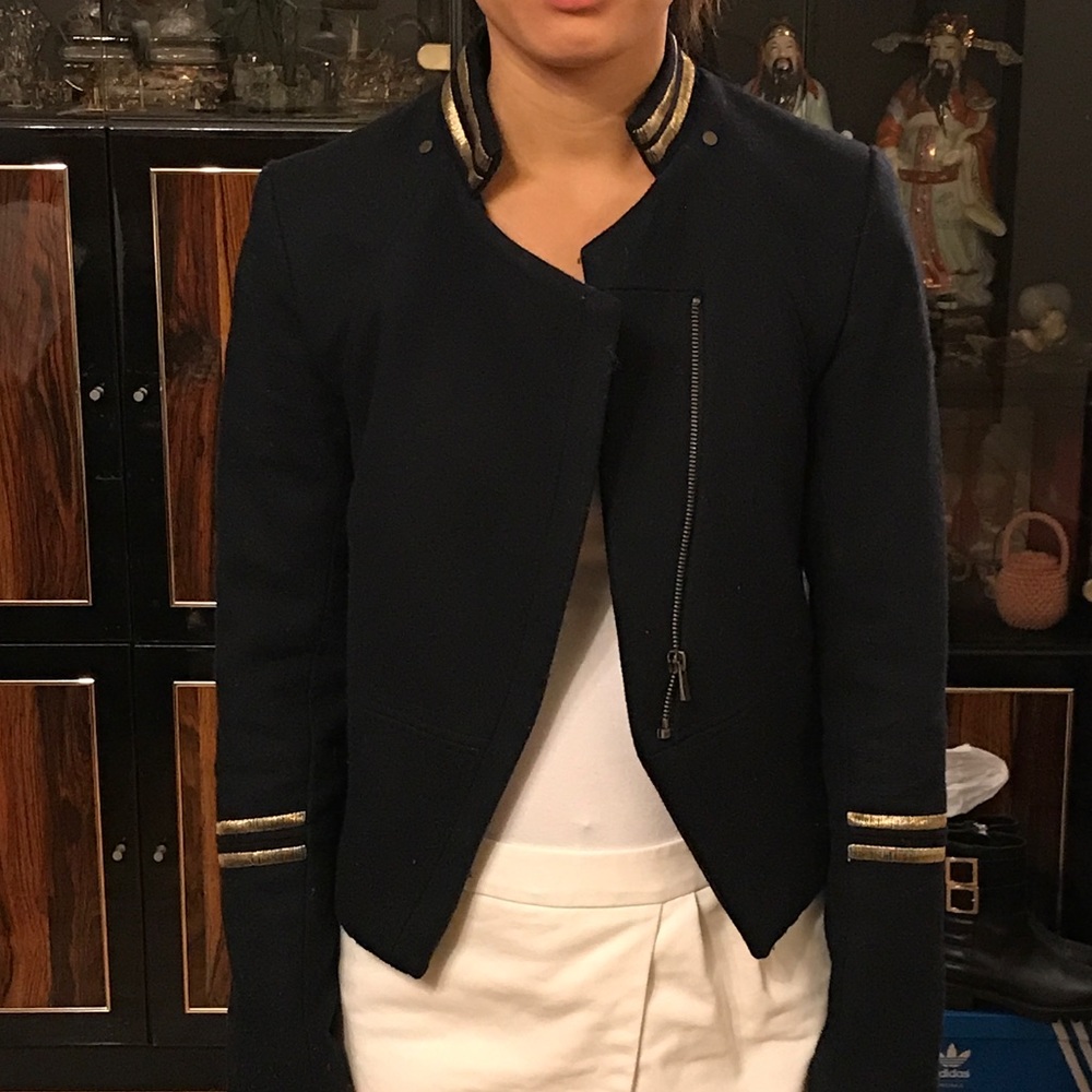 Worn 2x - Military Inspired Coat - Navy/Gold - Picture 3 of 5