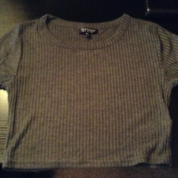 Topshop Tops - Topshop- Ribbed Cropped Top (Charcoal Gray)