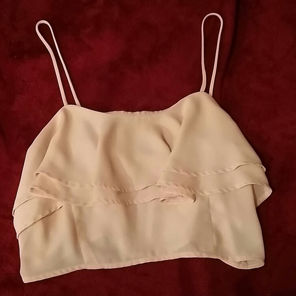 Pastel pink ruffled crop top