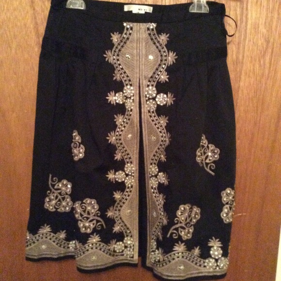 Black Skirt With Gold Embroidery