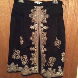 Black Skirt With Gold Embroidery