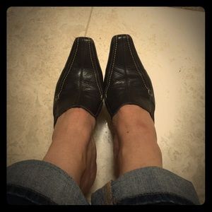 Liz Claiborne Dark Brown Leather Mules