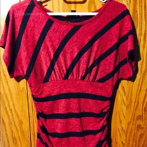 Stripped red and black dressy tee