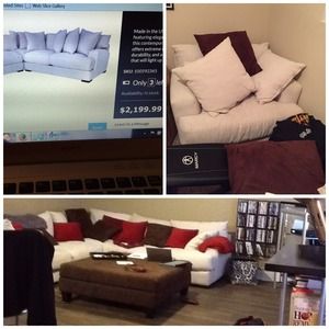 Sectional with huge ottoman and chair plus pillows