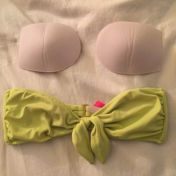 Lime green strapless bikini top