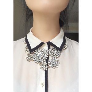 J.Crew Factory Contrast Trim Silky Blouse