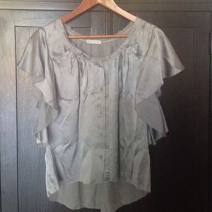 Hinge 100% Silk Top, Silver