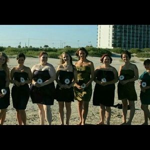 David's Bridal charmeuse short dress with ruching