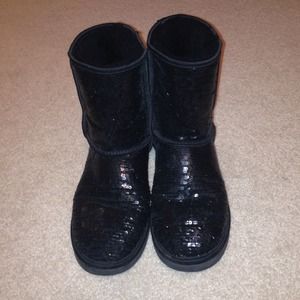 Short Black Sequin Ugg Boots