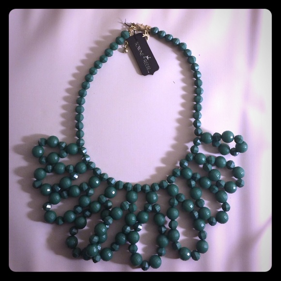 Green beaded statement necklace