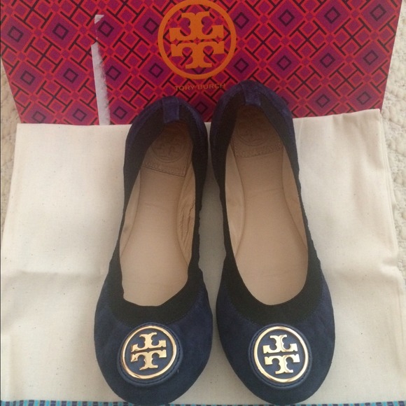Tory Burch Shoes - Tory Burch Caroline Suede Ballet Flat Clare Blue
