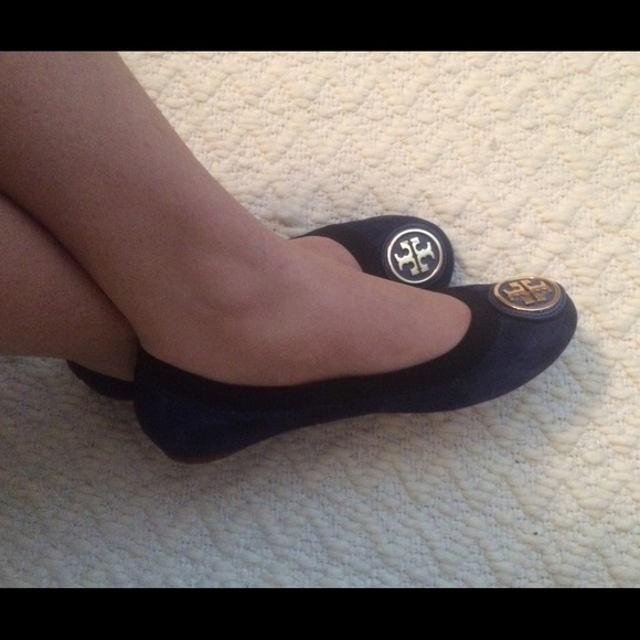Tory Burch Caroline Suede Ballet Flat Clare Blue - Picture 4 of 4